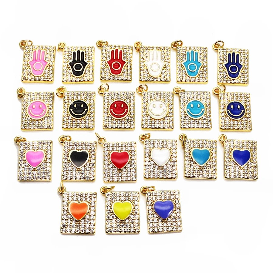 Подвеска с изображением улыбающегося лица микро циркониевые капли масляная