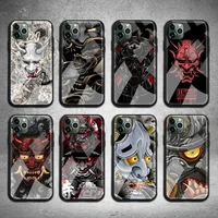 japanese samurai oni hannya demon mask phone case tempered glass for iphone 13 12 11 pro mini xr xs max 8 x 7 6s 6 plus se cover