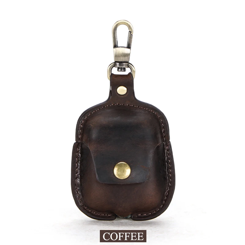 Coffee Чехол для наушников из натуральной кожи с Bluetooth для AirPods 2, защитный чехол, аксессуары для Apple Airpods, зарядная коробка - Цвет: Coffee