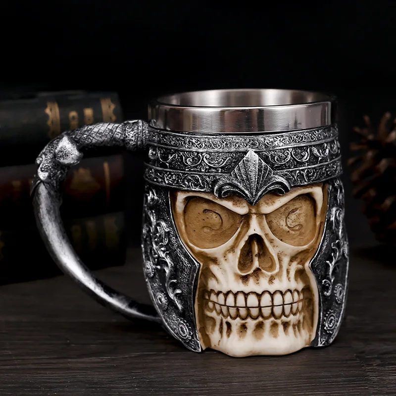 Creative 3D Skull Cup Stainless Steel Mug Bone Brother Molten Rock Coffee Drinking Halloween Party Decoration | Дом и сад