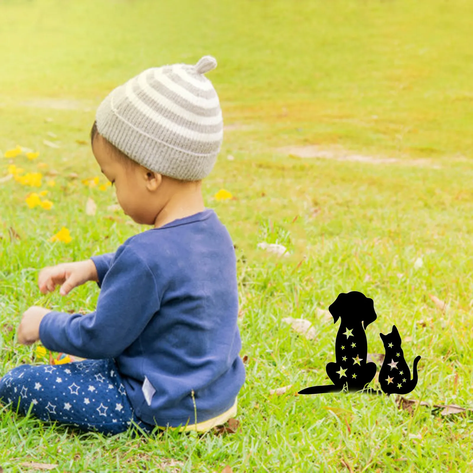 

Art Outdoor Kitten Metal Statue Ground Insert Decoration Garden Decoration For Yard Decor Gift Manor Lawn Garden Decoration #40