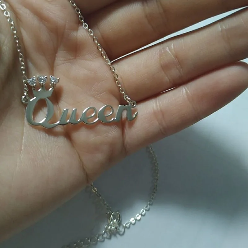 Женское ожерелье с подвеской в виде короны гравировкой|necklace with|necklace with namefashion
