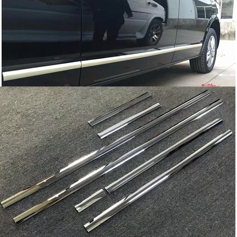 Хромированная накладка на боковую дверь автомобиля, молдинговая накладка, внешние аксессуары автомобиля для VW Volkswagen Transporter T6 Caravelle 2017 18