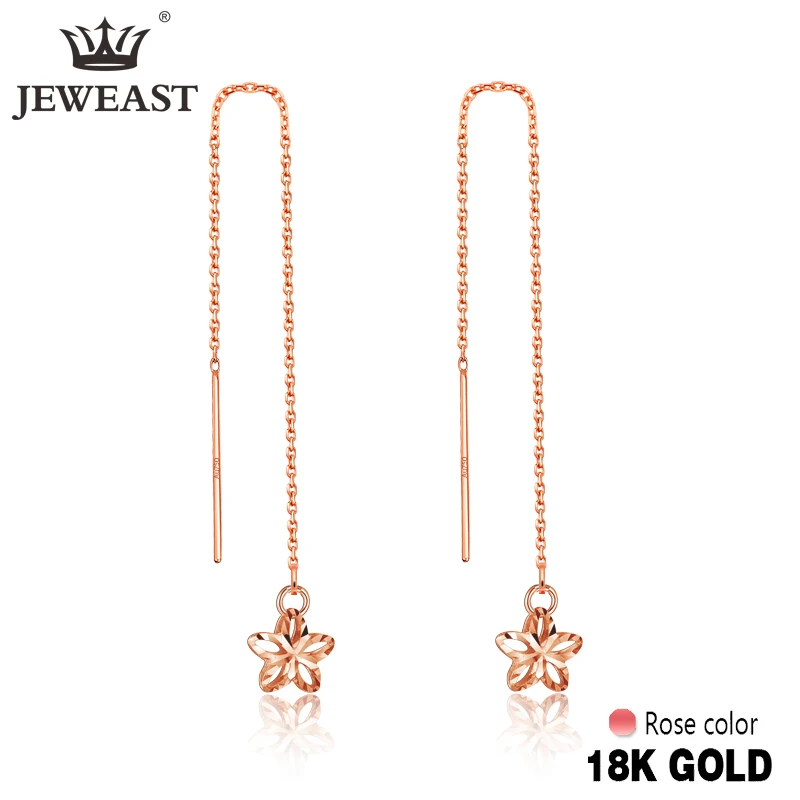 JYM18K чистое золото серьги Настоящее AU 375 твердые золотые хороший драгоценный