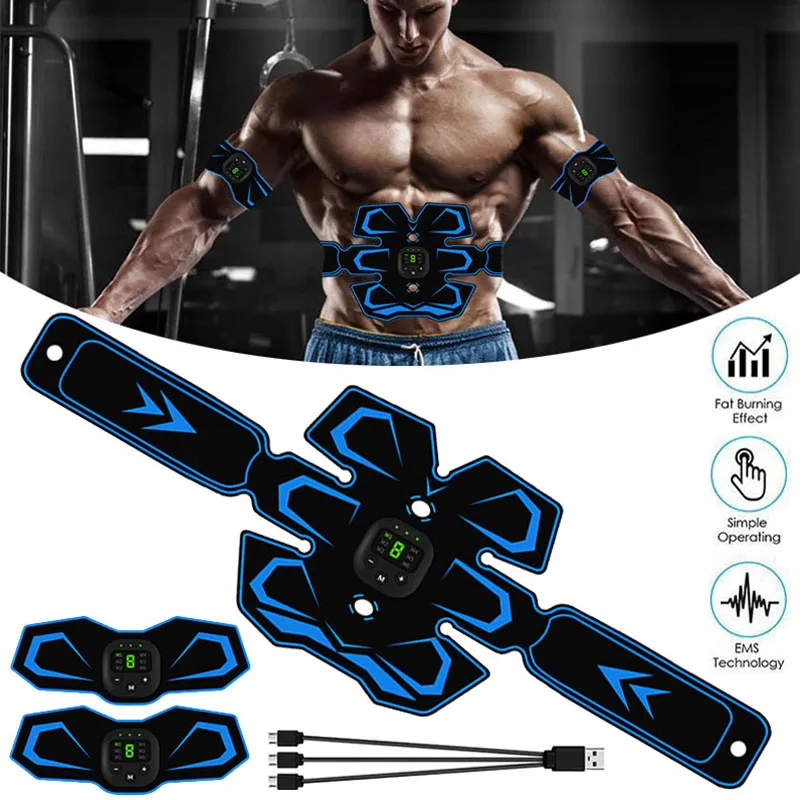 

EMS Abdominal Muscle Trainer Fitness Equipment Exercise Stimulator Device Machine Body Slimming Burning USB Charging Ab Roller