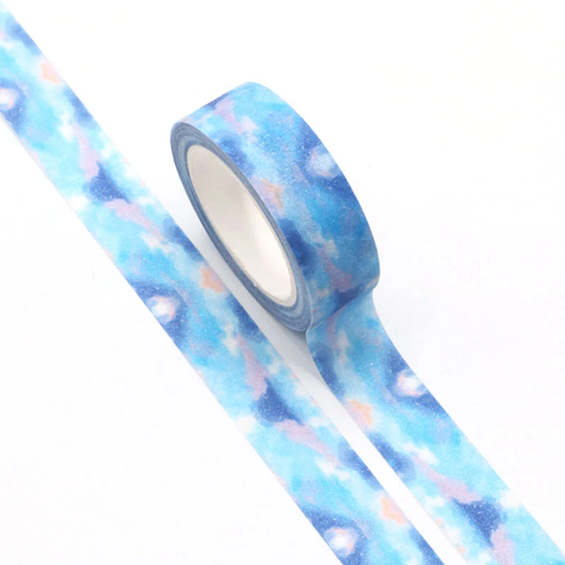 

1pc Glitter Washi Masking Tapes Flower color starry sky Decorative Adhesive Scrapbooking DIY Paper Japanese Stickers 5M
