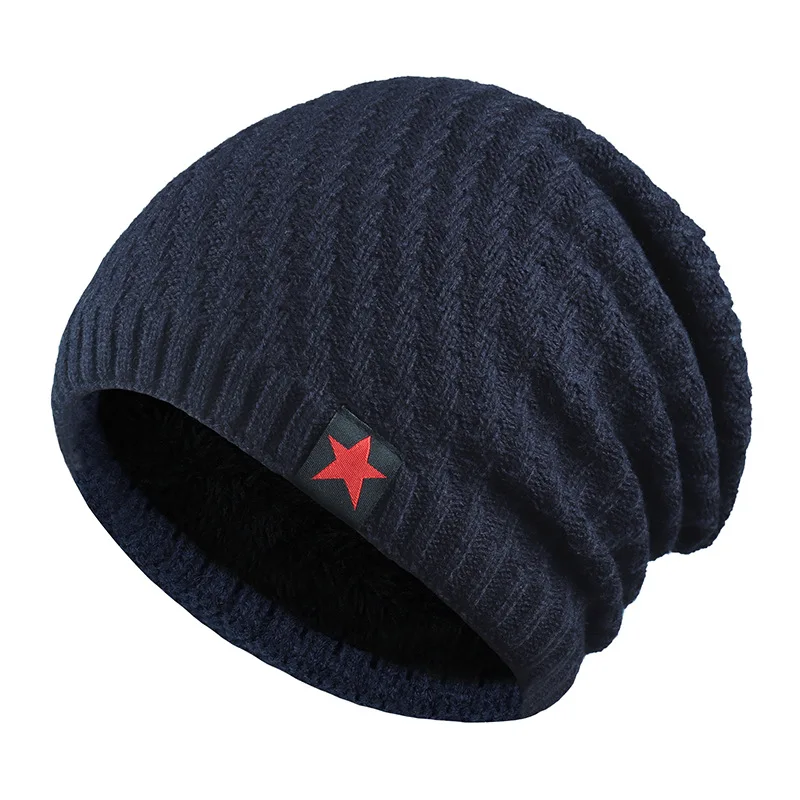

New Winter Hat Men Solid Color Knitting Wool Beanies Autumn Winter Warm Comfortable Hat Outdoor Accessories Thick Cotton Hats
