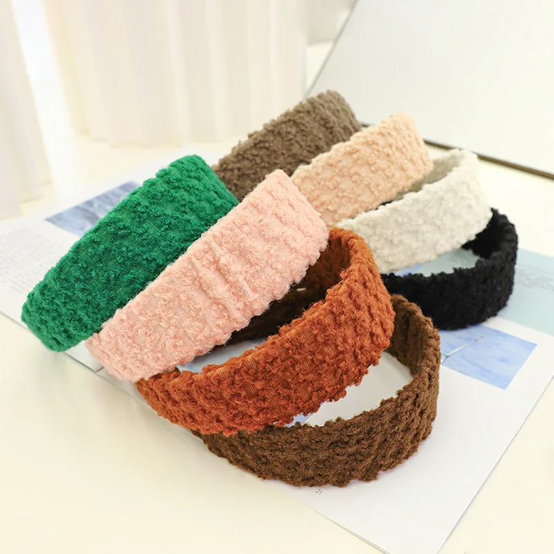 

Ins Hot Sell Autumn Winter Headband Hair Accessories Girl Sweet Hairpin Wide Woolen Headband Women Wash Face Hair Accessories
