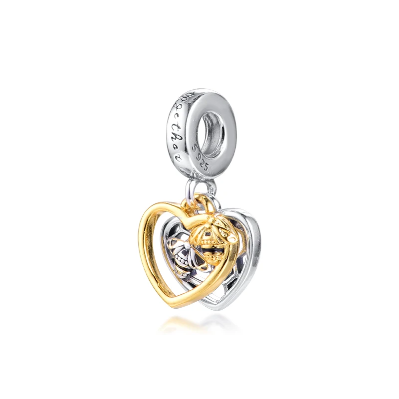 

Hearts & Bees Dangle Charms for Bracelets Women 925 Sterling Silver Pendant Charms for Jewellry New Arrival