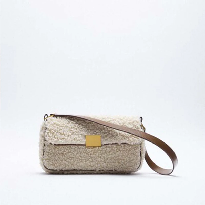 

Новинка 2020, женская сумка для подмышек из овечьей шерсти, модные дикие маленькие квадратные сумки, женская сумка-мессенджер на плечо, повсед...