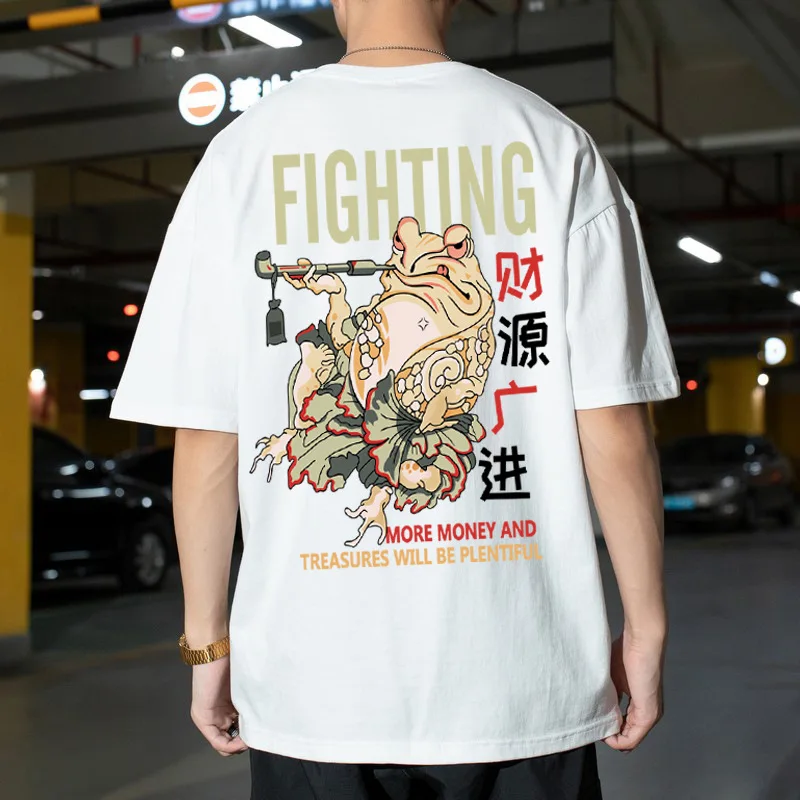 

Summer men's plus size national tide print hip-hop Harajuku loose trend cotton short-sleeved T-shirt