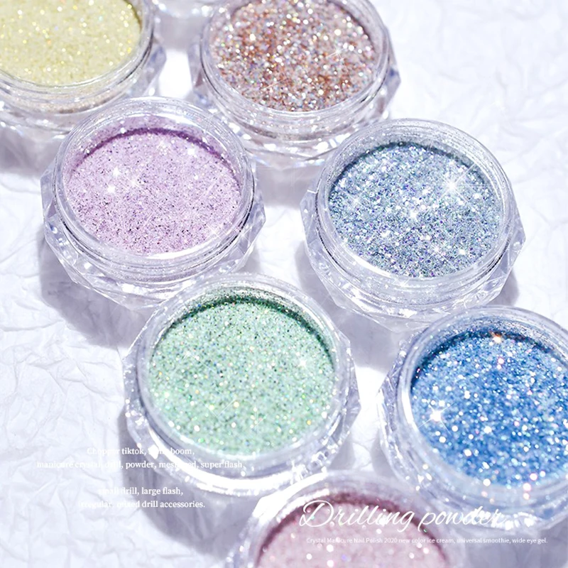 

6g/Box Sparkling Diamond Nail Powder Laser Nail Glitter Holographic Powder Fine Shiny Pigment Holographic Nail Art Decorations