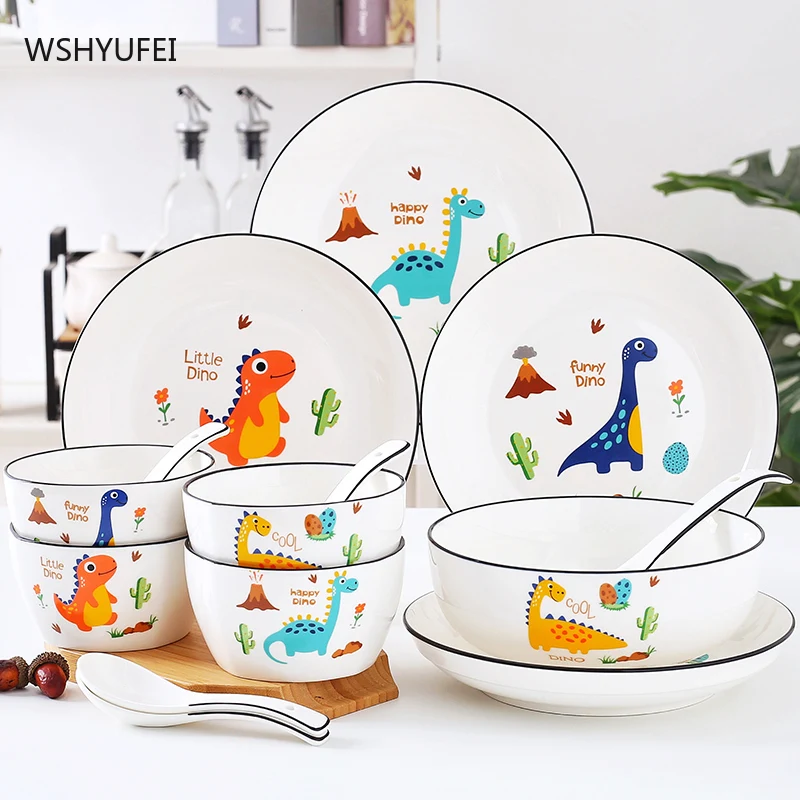 

Набор посуды домашняя тарелка для завтрака Изысканная японская суповая миска комбинированная девушка сердце Скандинавская Милая мультяшн...