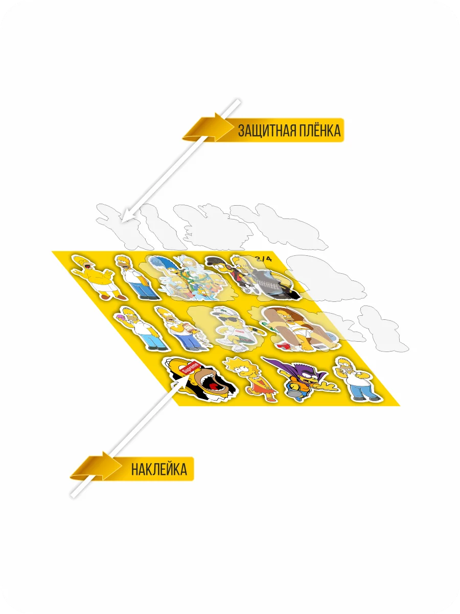 Наклейки-стикеры &quotСимпсоны&quot | Канцтовары для офиса и дома
