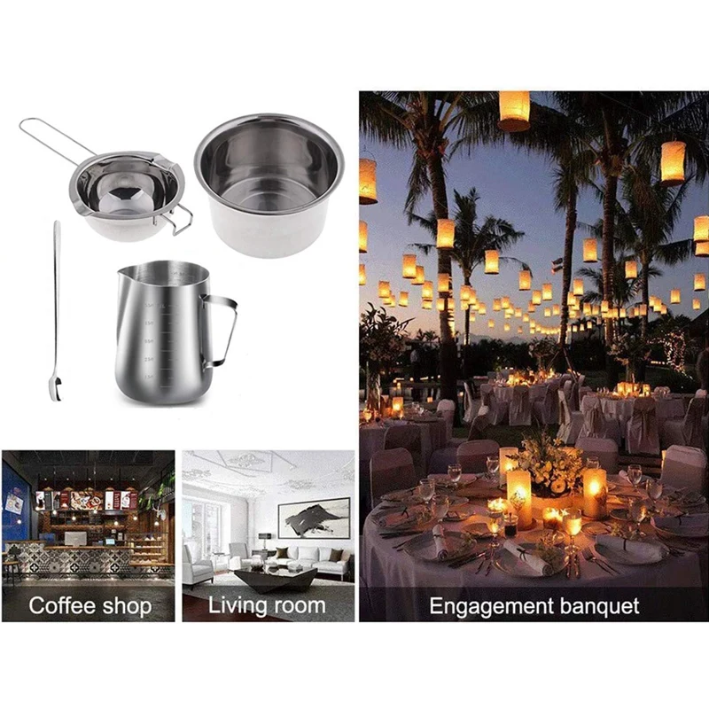 4 набора из нержавеющей стали Двойной бойлер с длинной ручкой воск плавильный