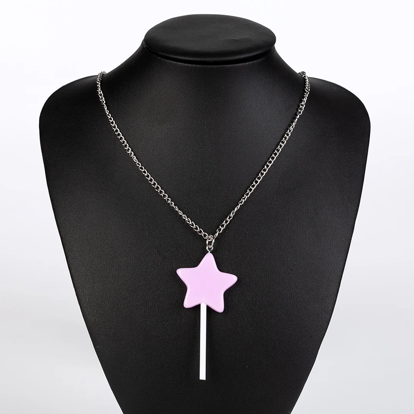 

1pc Cute Multicolor Resin star Lollipop Necklace for children Birthday Gift Woman Jewelry
