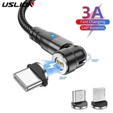 USLION 540 Rotate Magnetic Cable Fast Charging Mobile Phone Wire Cord Magnet Charger Micro USB Type C Cable For iPhone Xiaomi USLION 540 Rotate Magnetic Cable Fast Charging Mobile Phone Wire Cord Magnet Charger Micro USB Type C Cable For iPhone Xiaomi