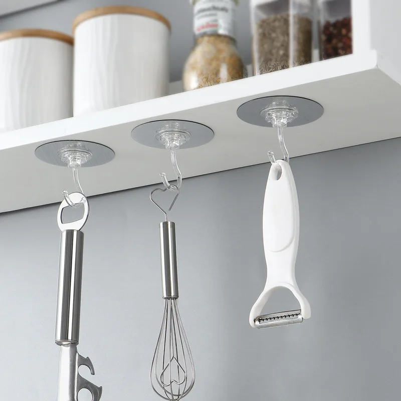 

360 Rotatable Wall Hooks Adhesive Wall Mount Waterproof Oilproof on Glass Metal Wood for Kitchen Bathroom 5/10 Pcs TB Sale