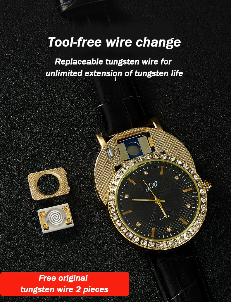 Роскошные мужские часы с бриллиантами Boss USB-зарядкой беспламенная зажигалка