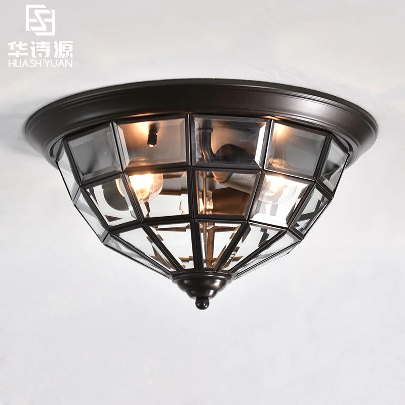 American copper glass dining room lamp study creative simple personality round porch balcony bedroom ceiling | Лампы и освещение