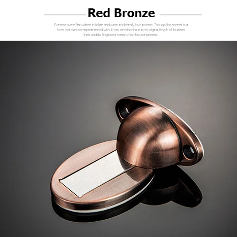 red bronze KAK уплотненный магнитный дверной ограничитель из цинкового сплава со скрытыми дверными держателями, дверной фиксатор без гвоздей - Цвет: red bronze