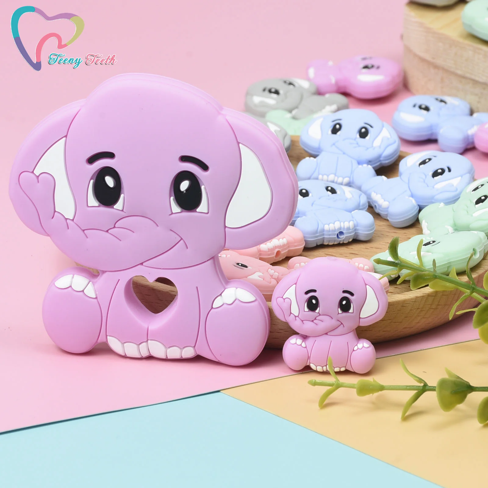 Mordedor de elefante de silicona para beb&eacute;, colgante de silicona de grado alimenticio, juguete de dentici&oacute;n para beb&eacute;, regalo, 1 unidad-3