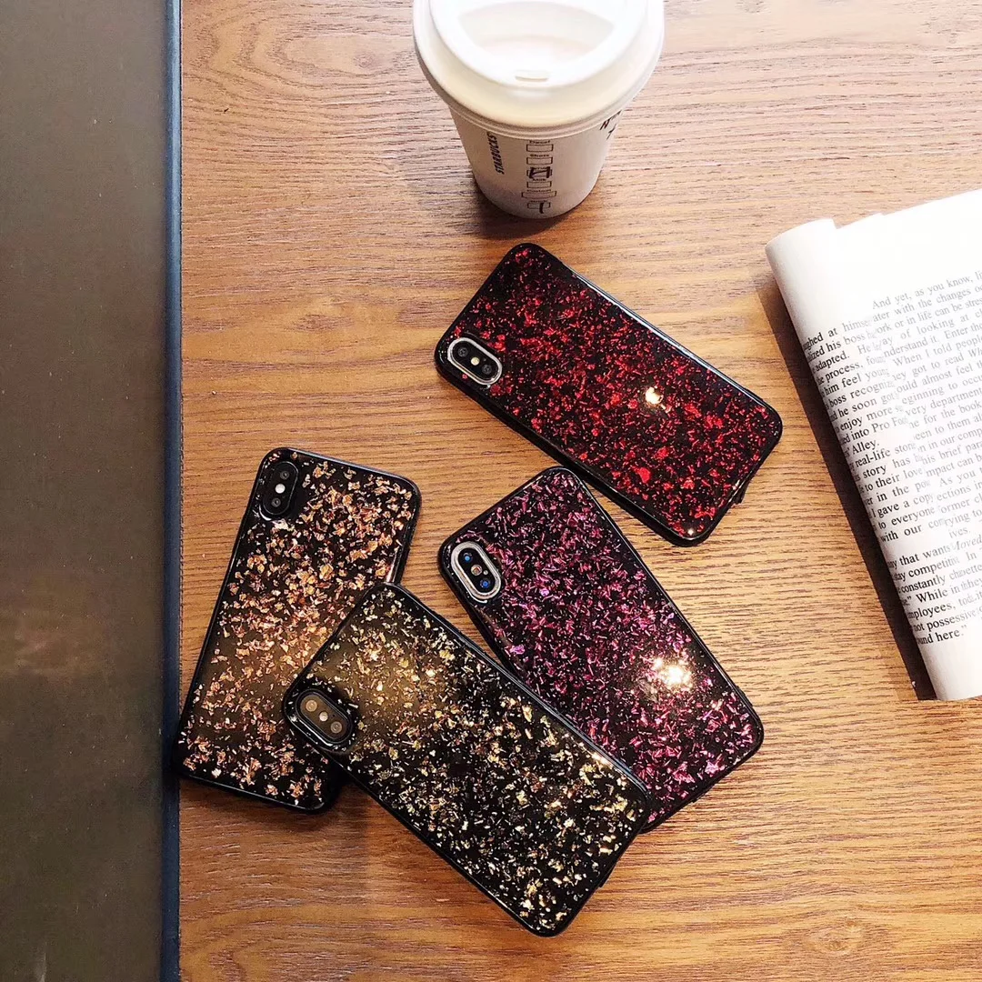 Черный мягкий чехол для iphone X, XR, XS, MAX, 10, 11 Pro, MAX, 7, 8, 6, 6s Plus, силиконовый чехол из золотой фольги и ТПУ, защита от падения