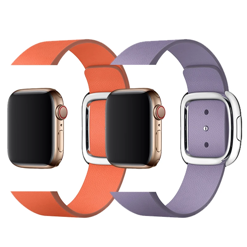 Современный ремешок с пряжкой для apple watch 38 мм 40 42 44 браслет из натуральной кожи