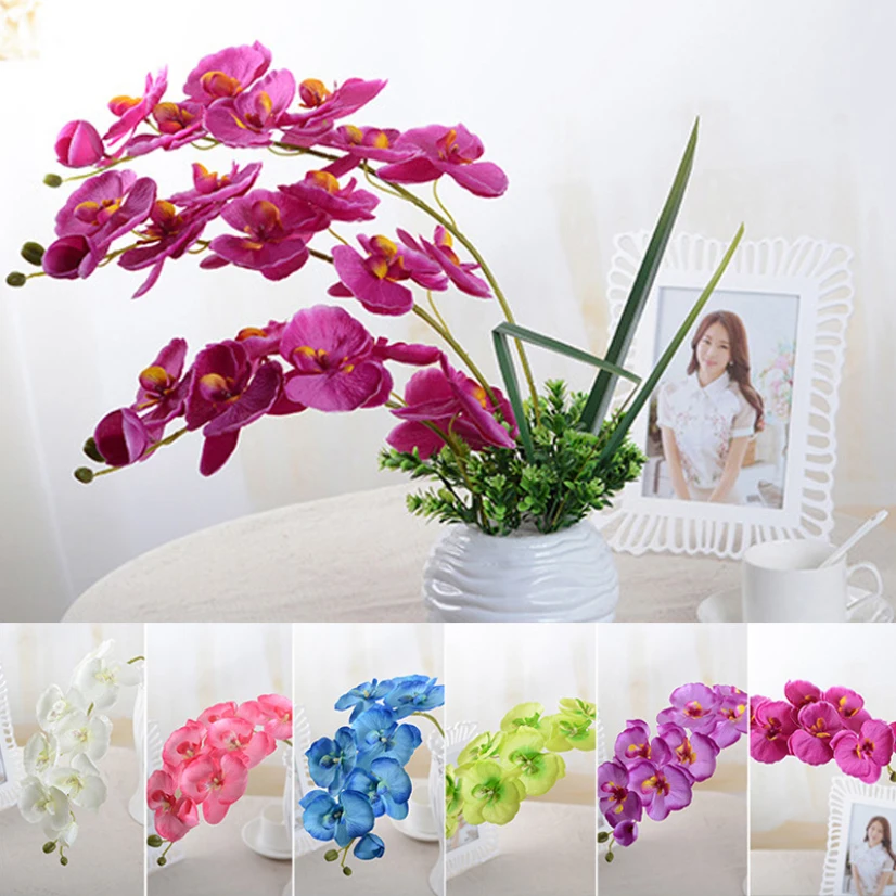 

7 heads Artificial Plants Phalaenopsis Fake Flowers Bouquet Arrangement Highly Realistic Home Wedding Party Decoration Supplies