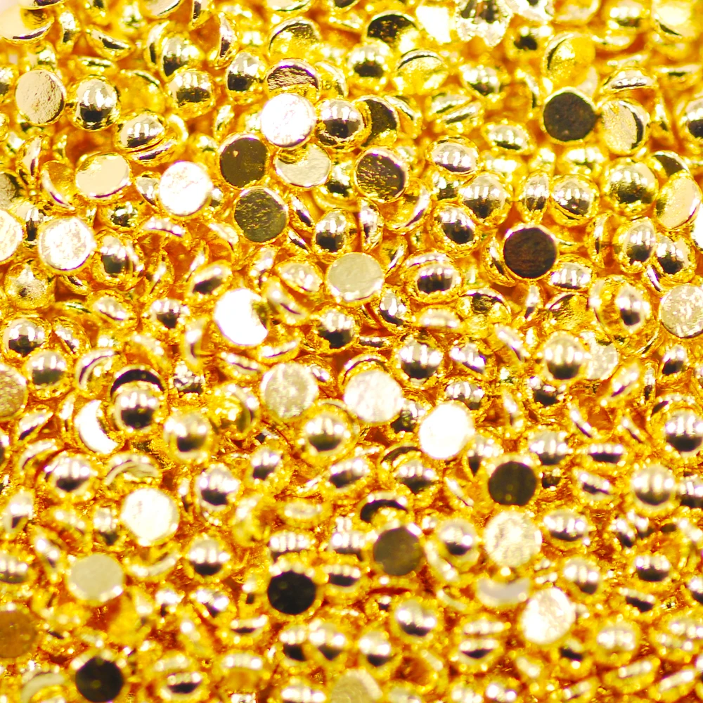 

1.5MM Gold 3D Metal Nail Art Rhinestone The Shape Of Semicircle Flat Base For Nail Art Decorations 10000pcs