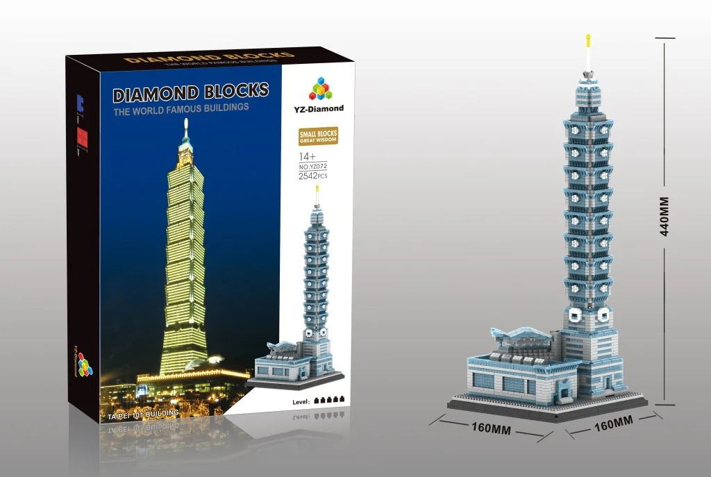 

2019 world famous modern Architecture micro diamond block China Taipei 101 building tower nanobricks toys collection for gifts
