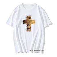 mens custom made t shirts lion cross christian animal homme tee shirts retro men cotton shirts