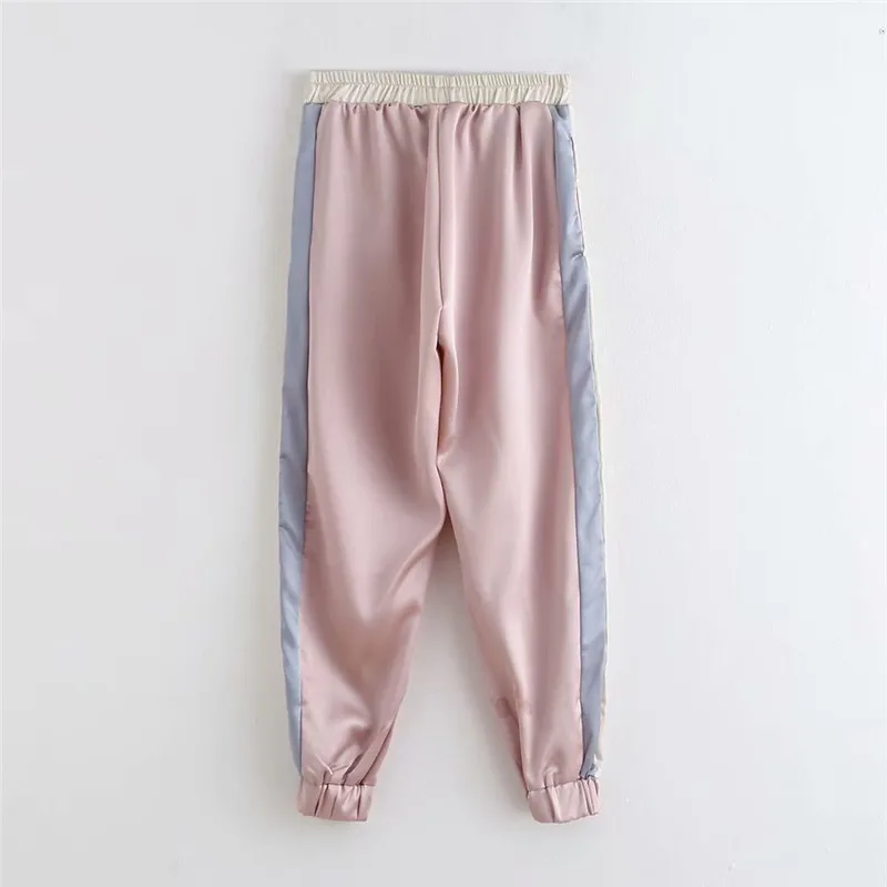 Женский костюм из двух предметов винтажный пуловер-бомбер контрастного цвета