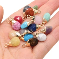natural stone pendant golden plated drop shape faceted pendant for jewelry making diy earring bracelet necklace accessories