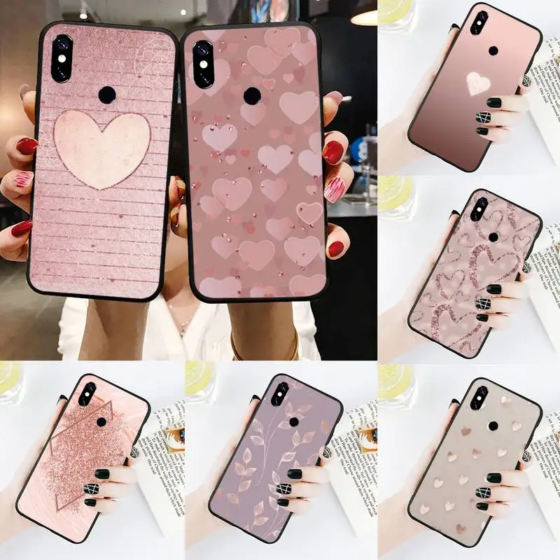 

Gold Rose Love heart Bling Phone Case For Xiaomi Redmi Note 4 4x 5 6 7 8 pro S2 PLUS 6A PRO