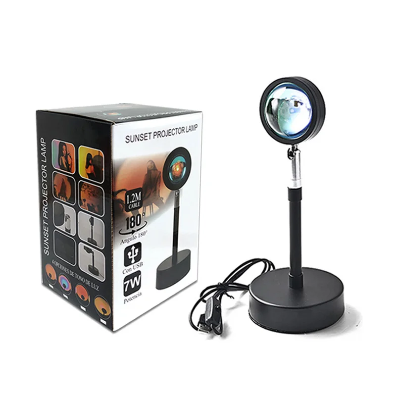 

USB RGB Remote Control Rainbow Sunset Red Projector Led Night Light Sun shine Projection Desk Lamp for Bedroom Wall Decoration
