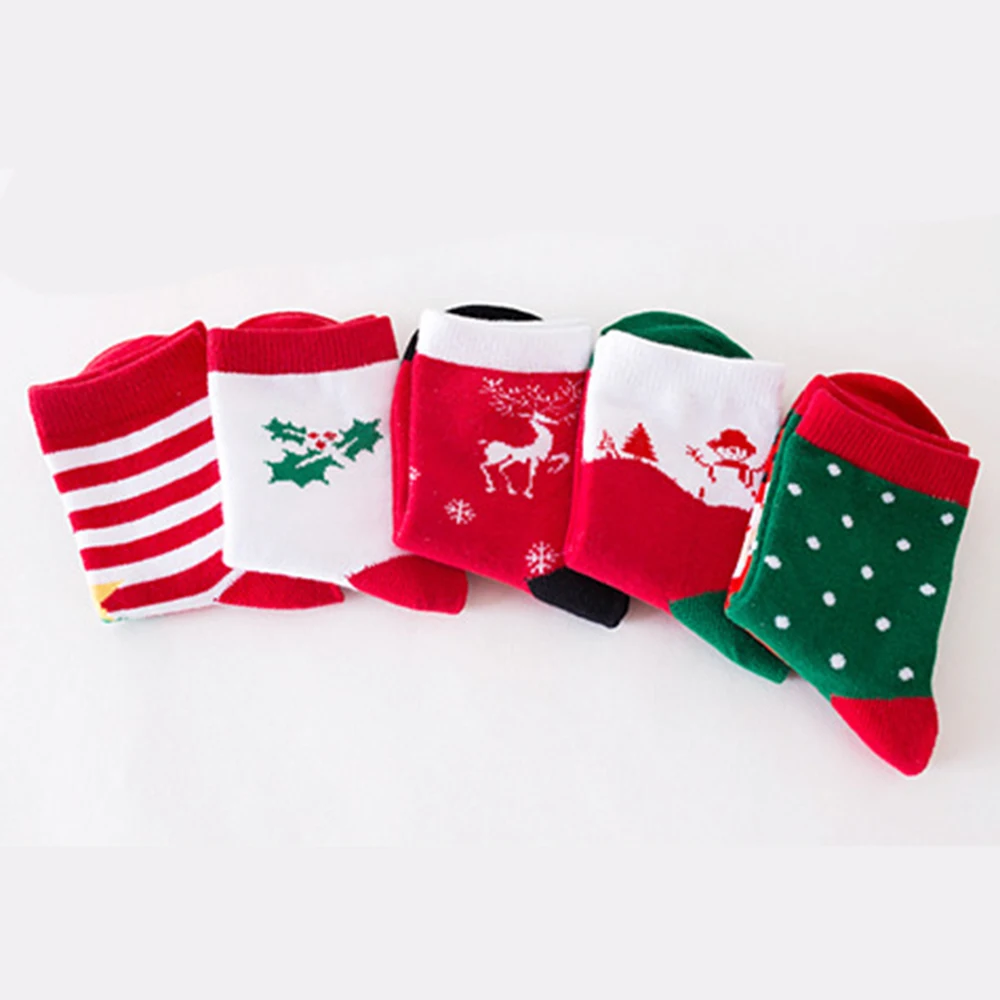 5 пар/компл. хлопковые носки для малышей рождественские мальчиков и девочек