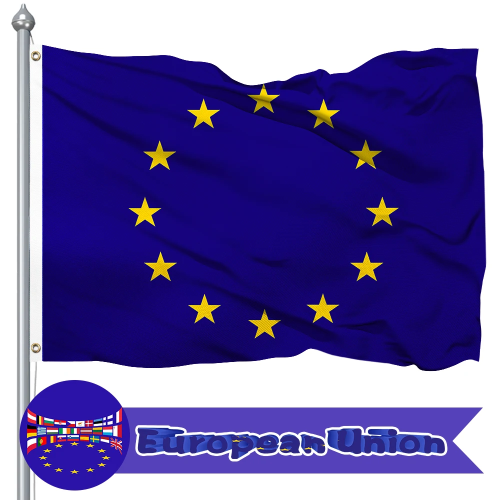 

3x5 Ft European Union EU Flag Premium Quality Euro Blue 12 Stars 400D Polyester for Outdoor Indoor Decoration