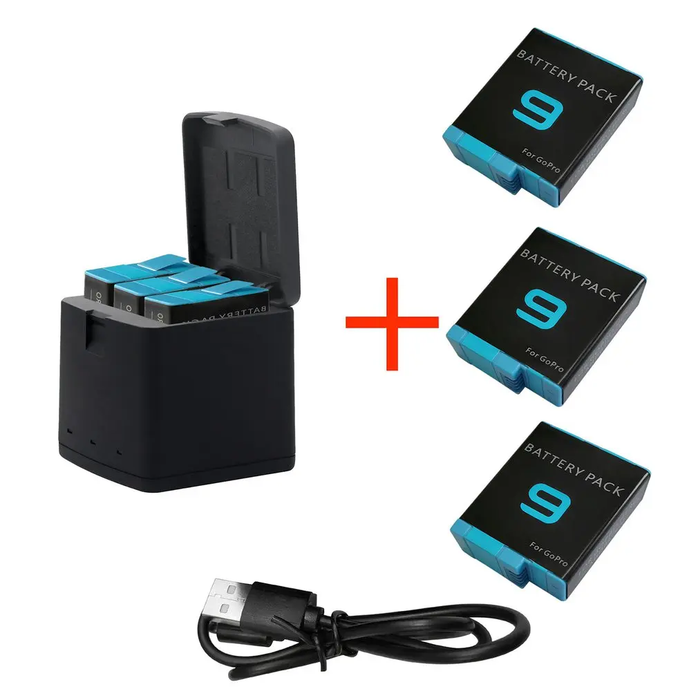

Быстрое зарядное устройство для аккумуляторов GoPro, 3 слота, контейнер для хранения аккумуляторов 5160 мАч, литий-ионный аккумулятор, зарядный ...