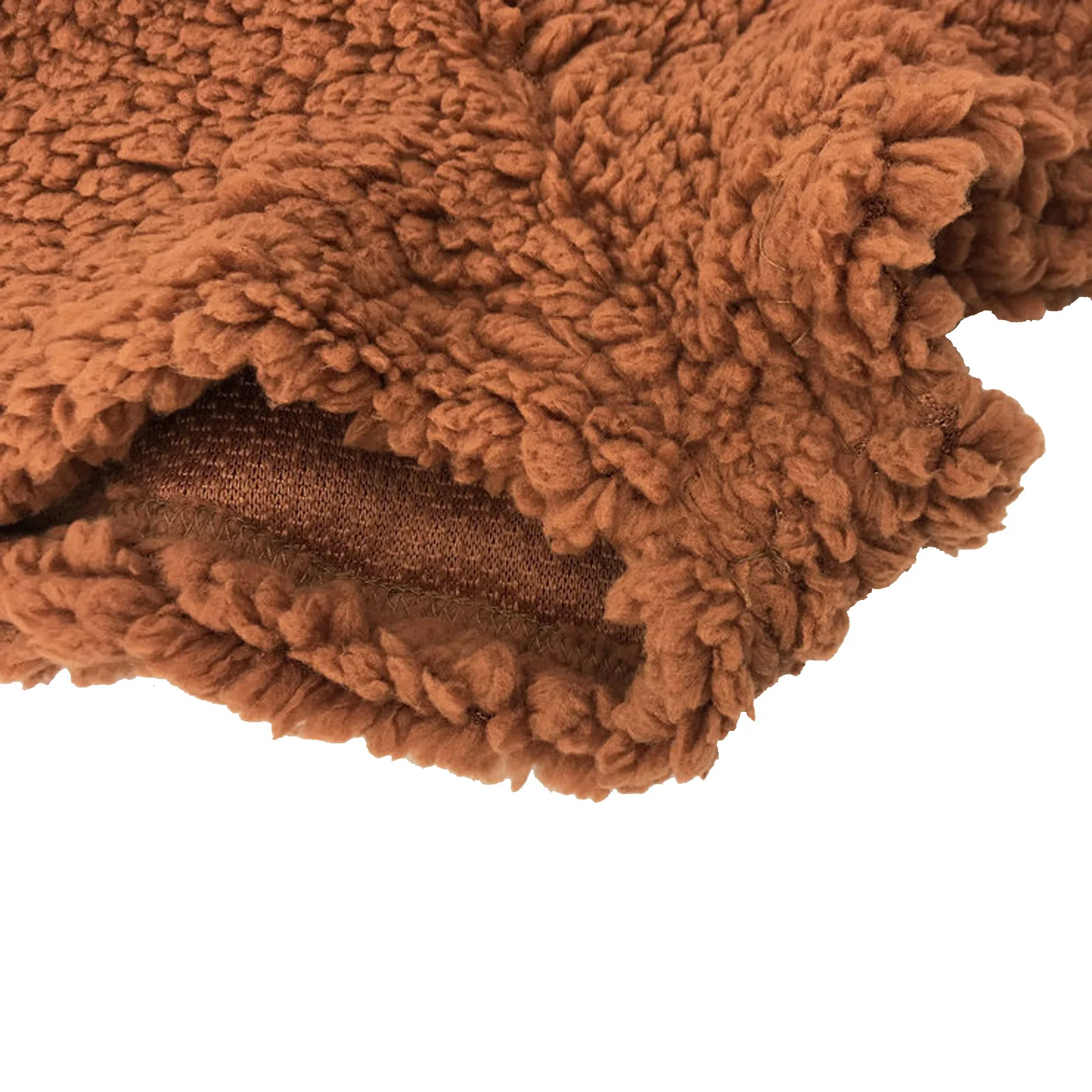 

Women rompers Autumn Clothes Solid-Color Fluffy Long-Sleeves Loose Plush Jumpsuit Short pants Brown Round neck bubble sweater