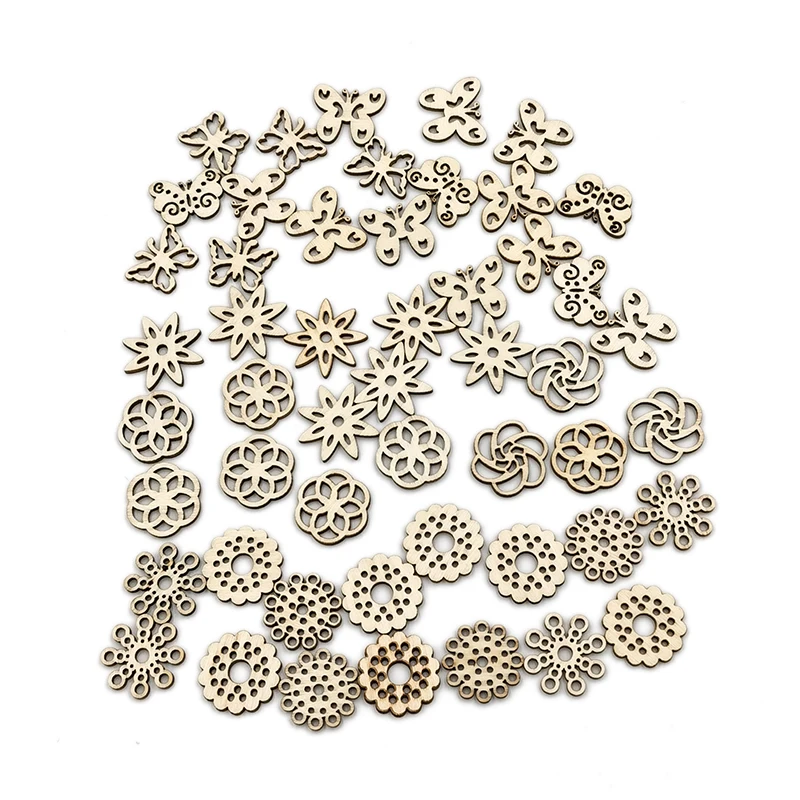 50 шт древесины Ретро обувь с украшениями в виде цветков и бабочек точными
