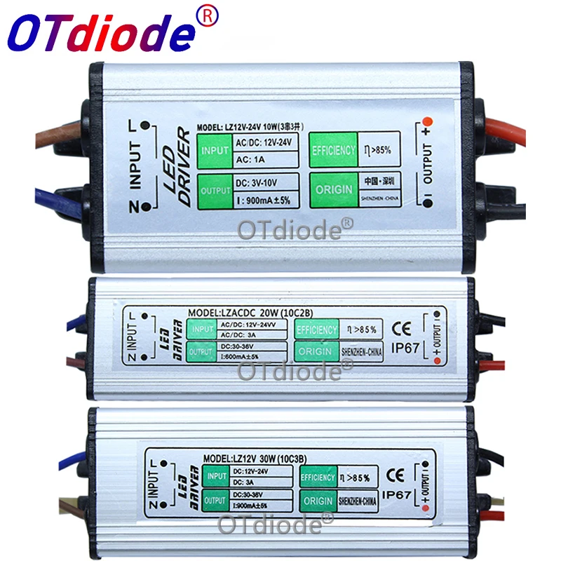 AC 85-265V переменного тока в постоянный вам товары в течение 3-10 V/DC 30-36 V светодиодный драйвер IP67 Водонепроницаемый освещения трансформаторный источник питания мощностью 10 Вт, 20 Вт, 30 Вт, 50 Вт 100W