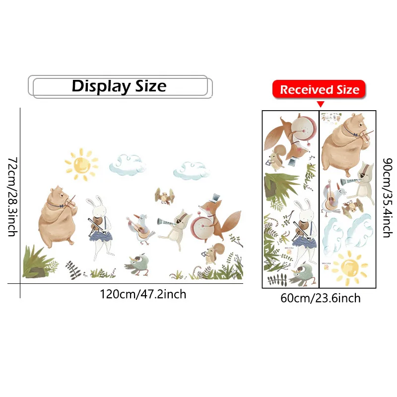 Настенные стикеры в скандинавском стиле с изображением животных музыкальной