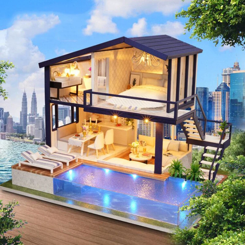 Кукольный домик деревянная мебель Diy миниатюрная коробка головоломка ручная