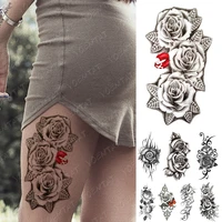 waterproof temporary tattoo sticker lip butterfly rose flowers flash tattoos simple lines body art arm fake sleeve tatoo women
