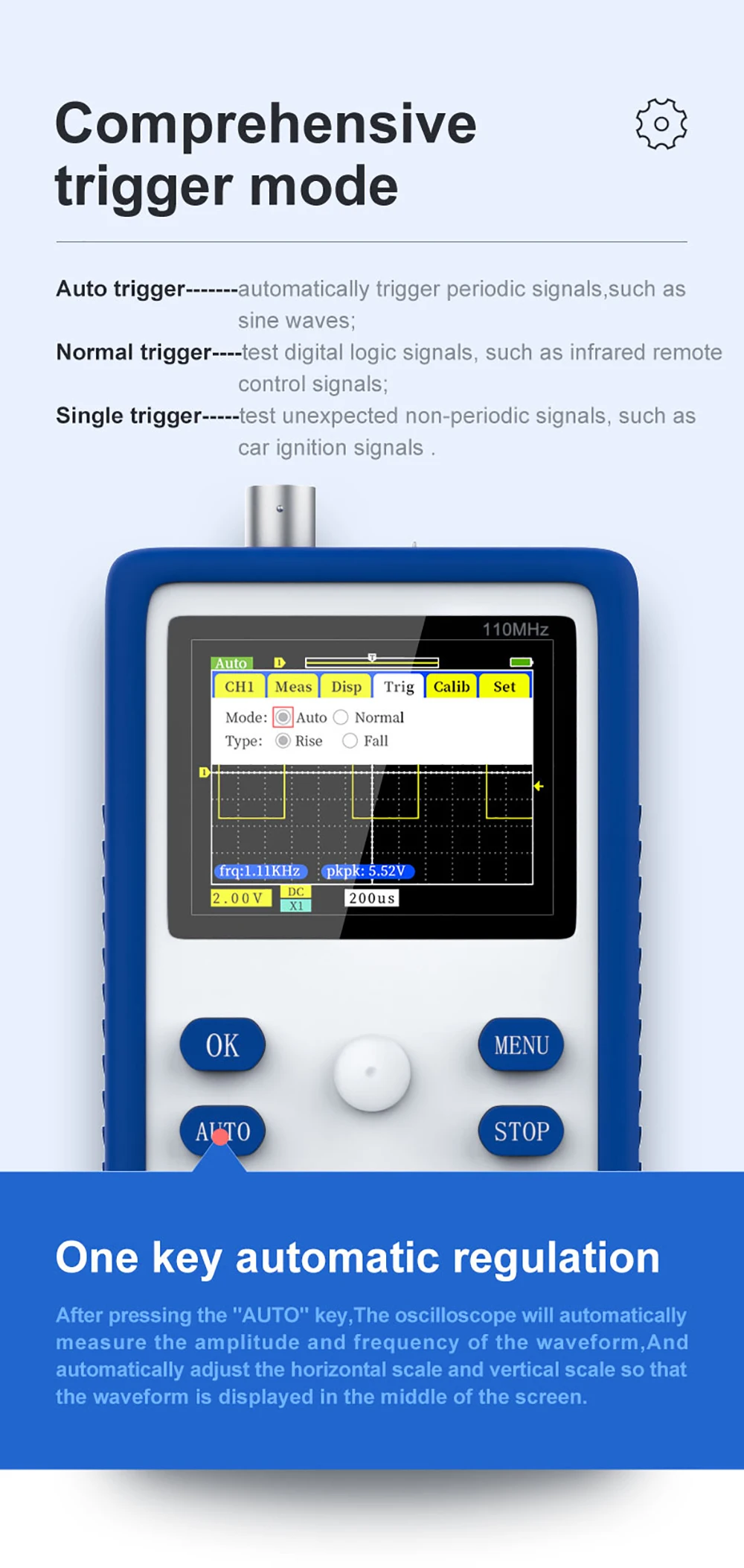 

500MS/s Digital Oscilloscope 110MHz Auto Repair Finished Newest Replacement