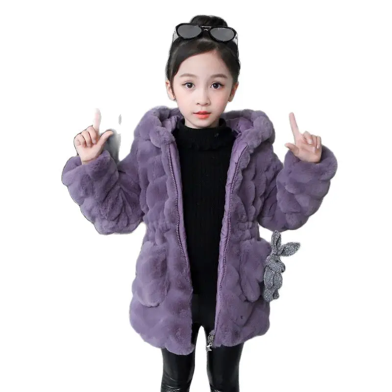 

Куртка детская осенне-зимняя теплая из искусственного меха для девочек, 2021