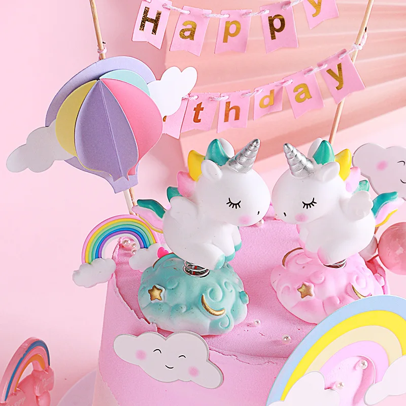 Топпер для торта в виде единорога девочки украшение на день рождения радужная