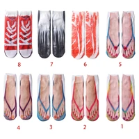 unisex personalized cotton low cut ankle socks funny 3d flip flops shoes pork skeleton pattern printed creative hosiery