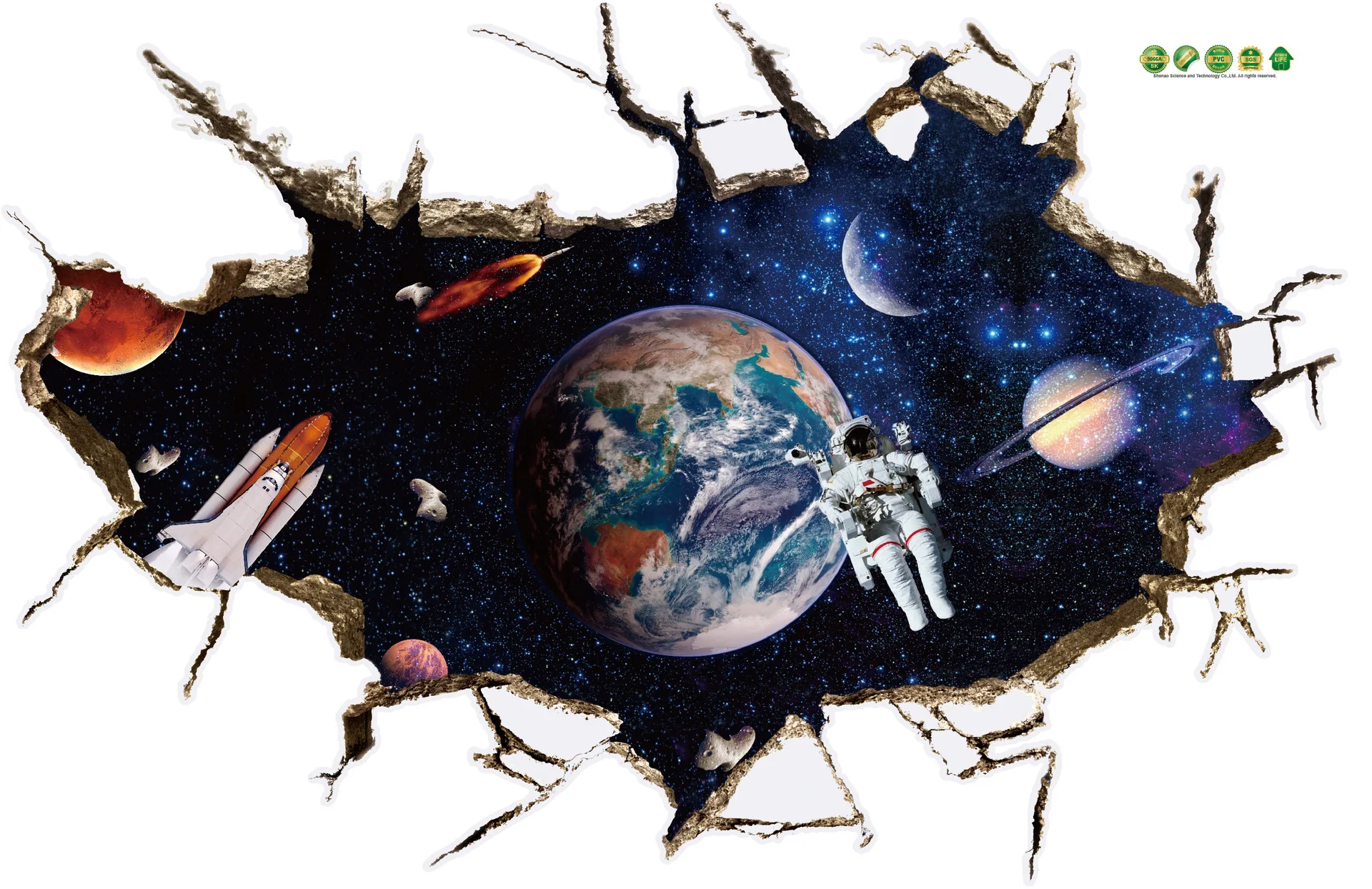 Наклейки для детской комнаты гостиной спальни с солнечной системой 3d-эффектом |